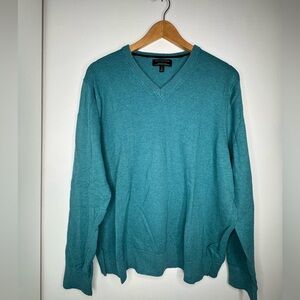 Banana Republic Men's Aqua V-Neck Sweater